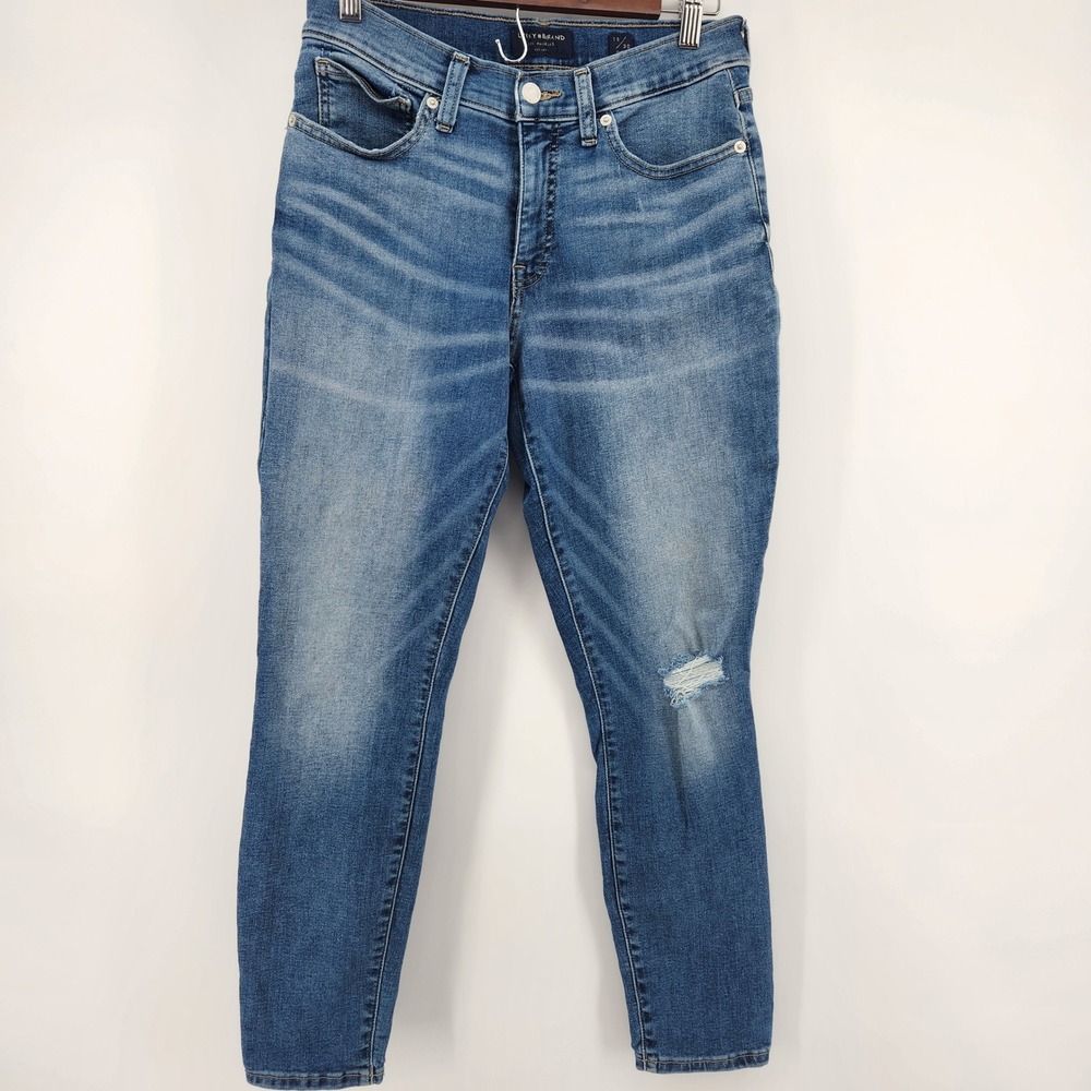 Lucky Brand Bridgette Skinny Jeans Womens 30 Blue Distressed High Rise Denim